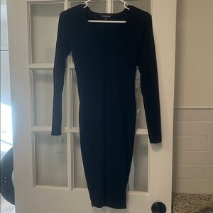 Express Elegant Black V-Neck Dress